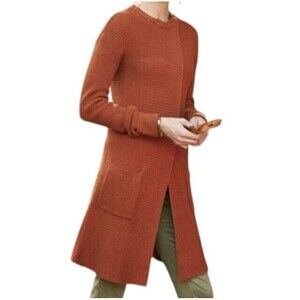 Soft Surroundings  M Sweater Marcella Burnt Orange Cardigan Crochet Knit Tunic M